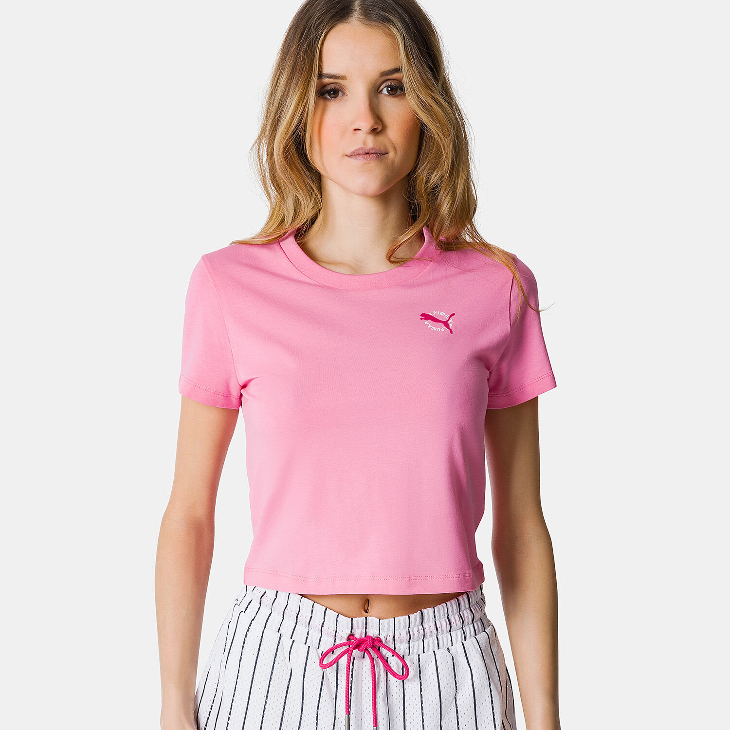 Pink and white puma shirt shop