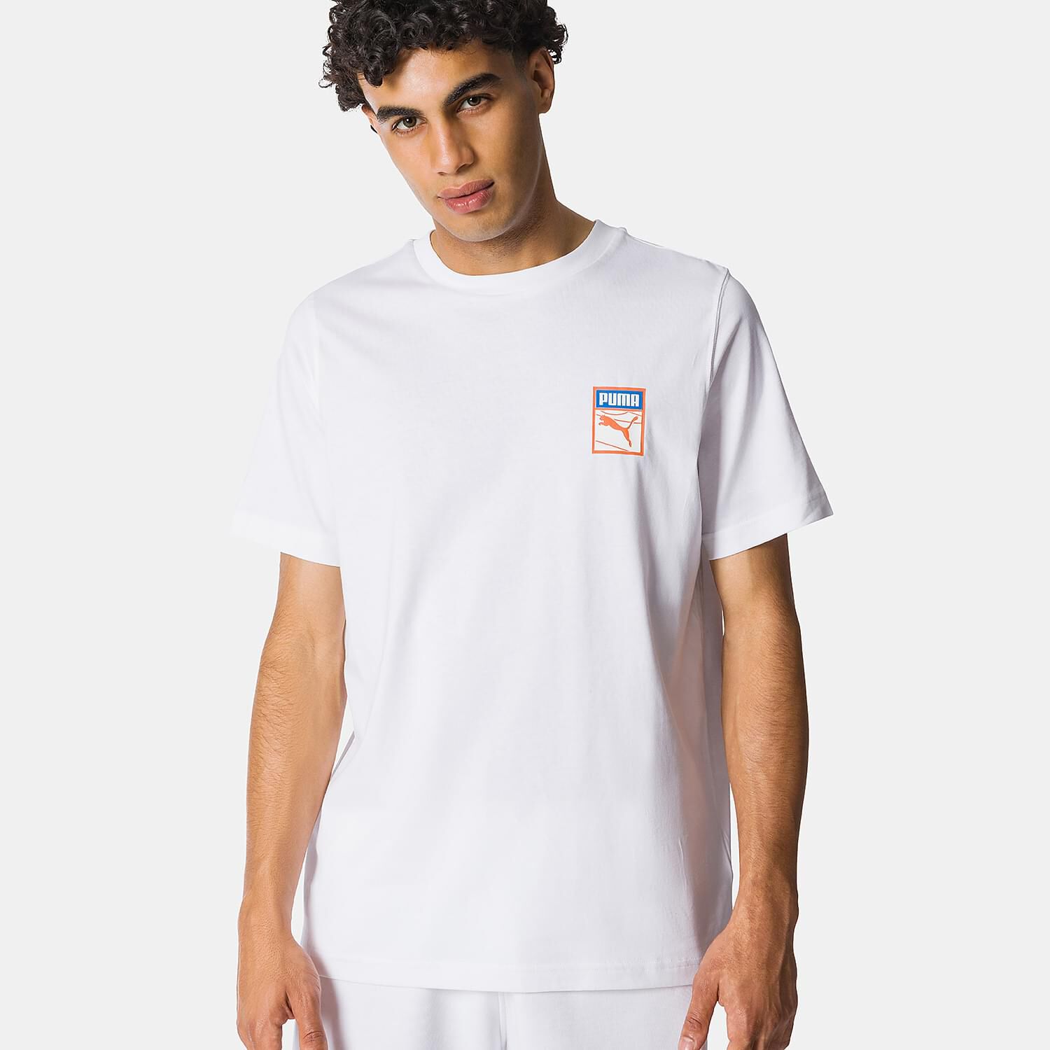 Puma Retro Sport Graphic SMU white blue and orange T shirt AW LAB