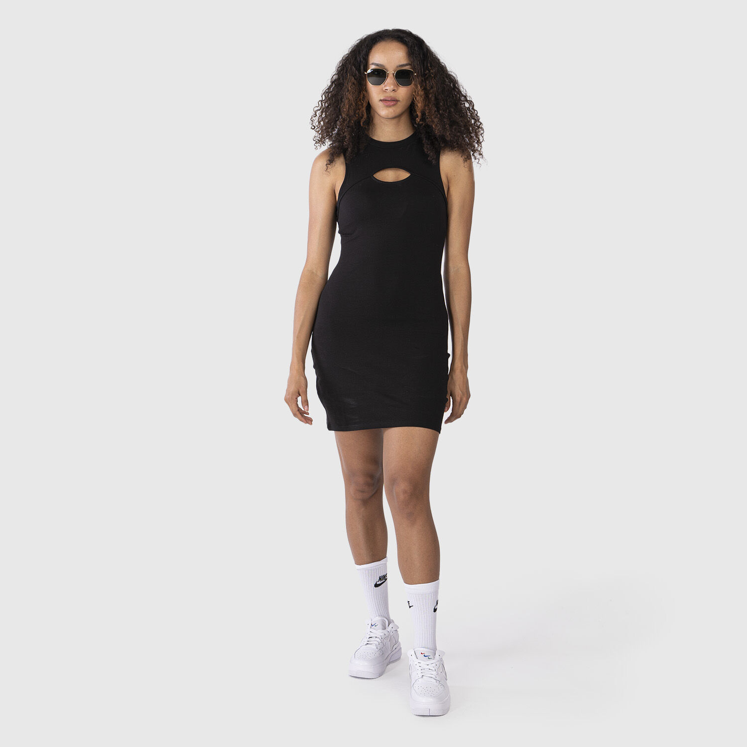 Nike black ribbed deals bodycon mini swoosh dress