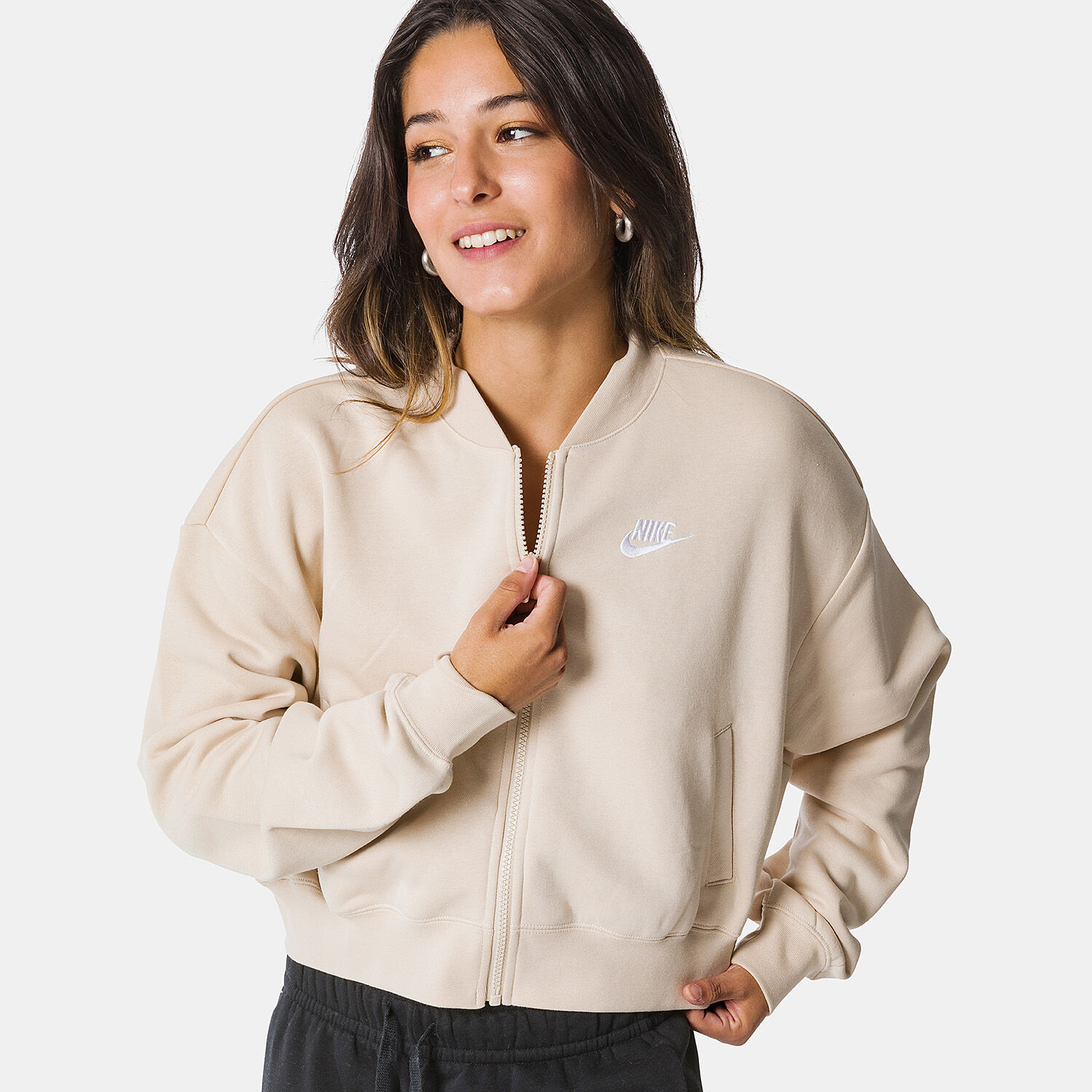 Nike beige zip up top