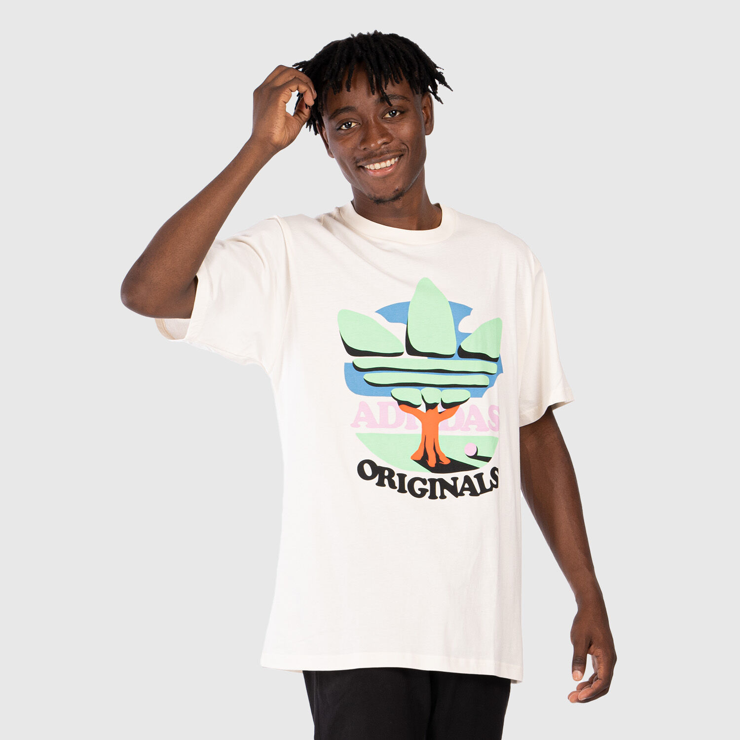 adidas Trefoil Tree T shirt white and multicolor AW LAB