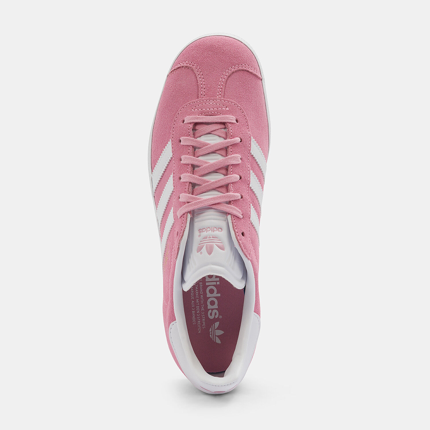 Adidas gazelle pink and white top