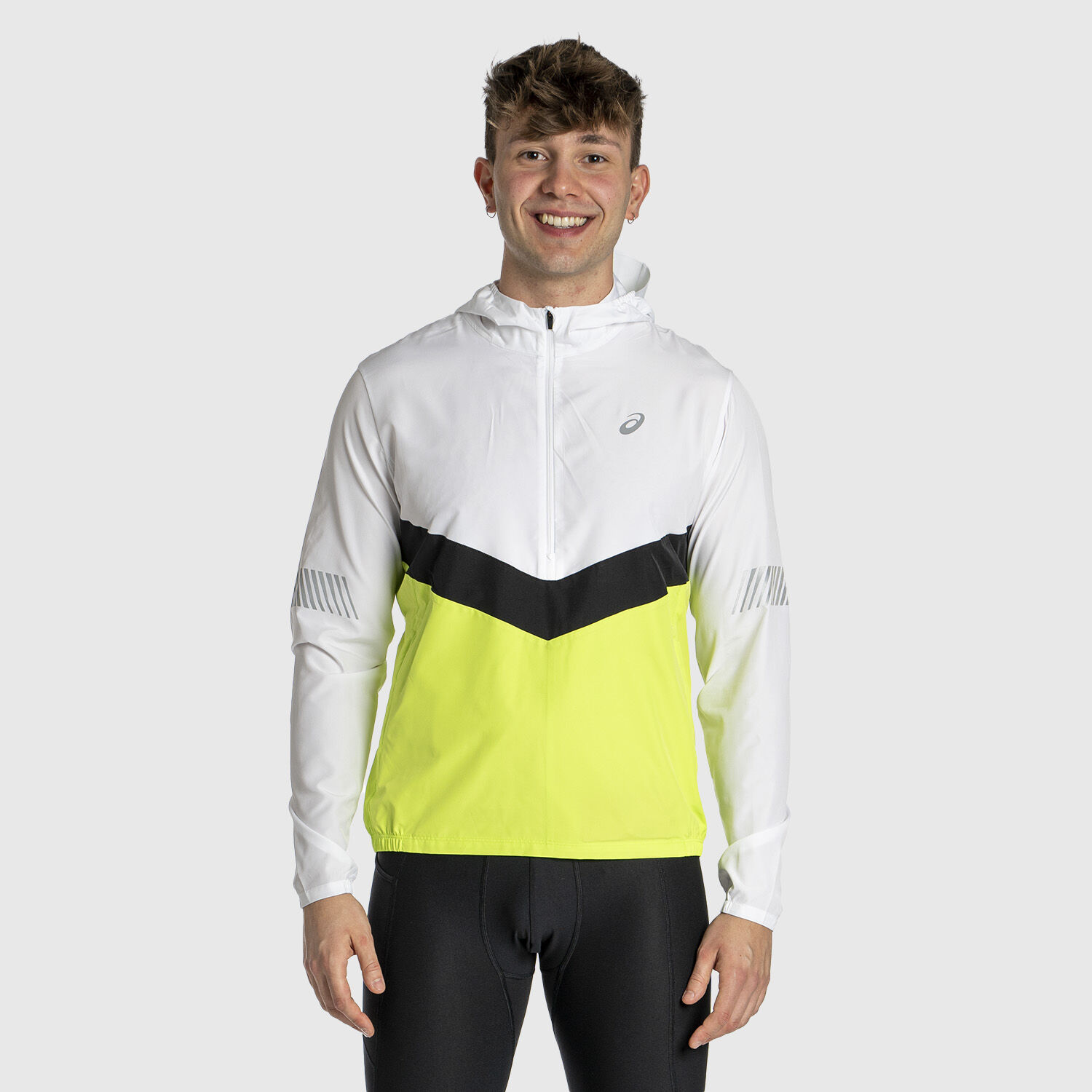 Asics Summer Lite Show Jacket black white and yellow AW LAB