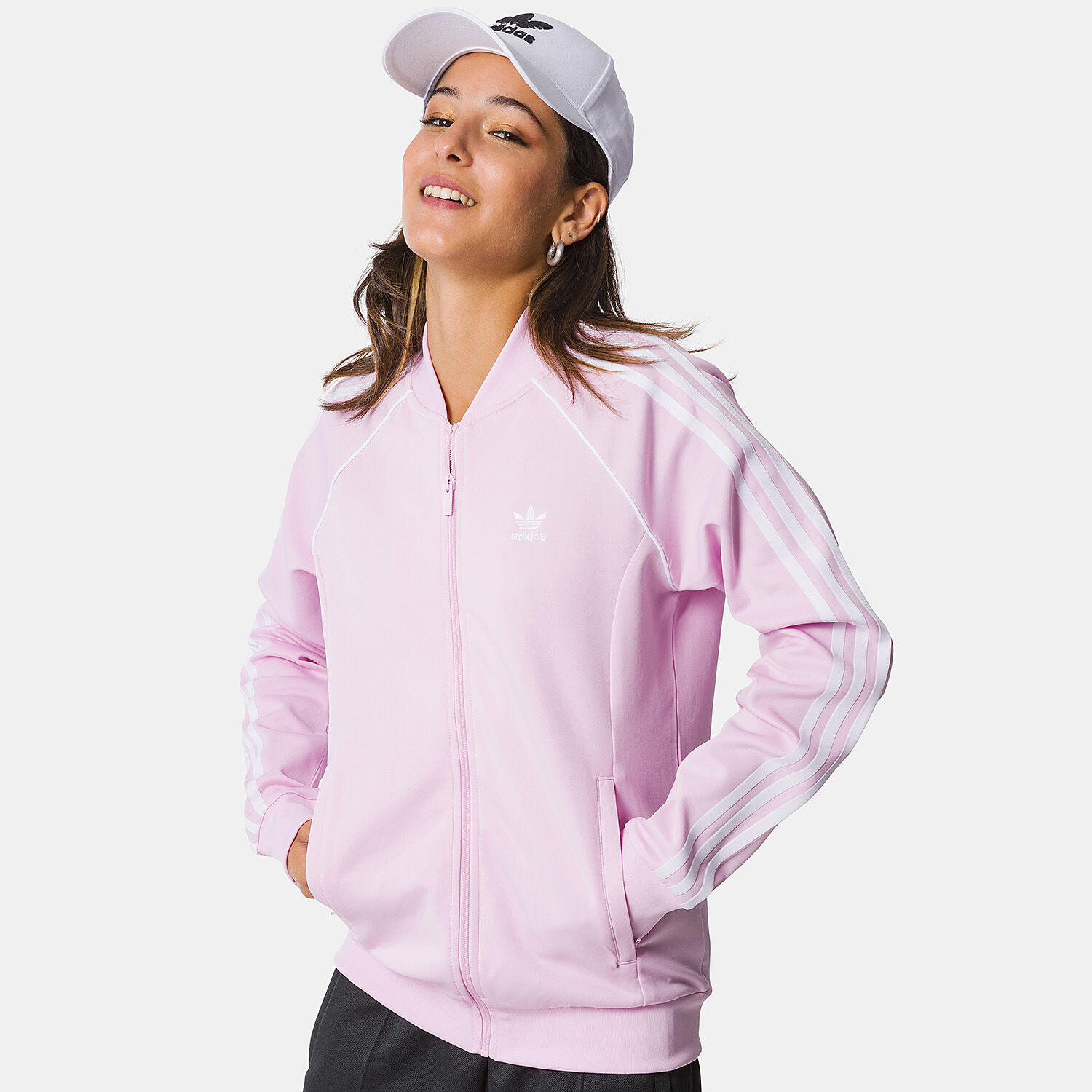 Pink adidas track top clearance